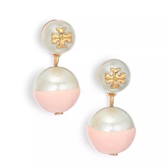 Tory Burch Jewelry - TORY BURCH • Dipped Logo Pearl Drop Earrings